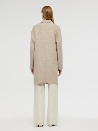 Wool Cashmere Herringbone Women Mid-Length Coat