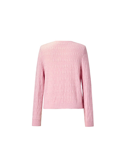 [Preview] Wool Blend Round Neck Women Cardigan
