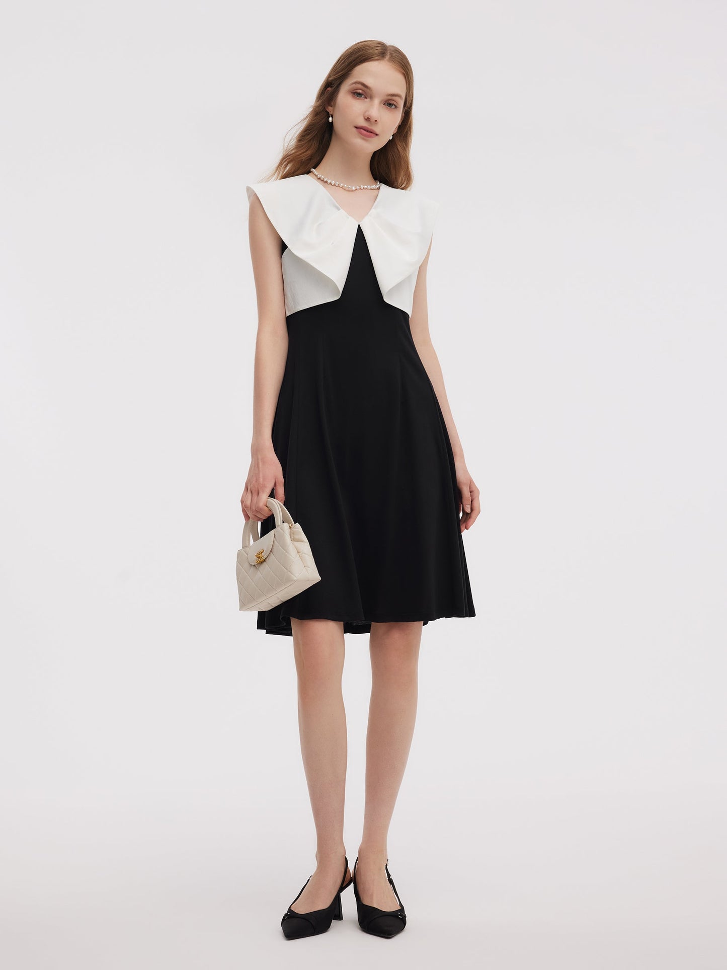 Color Block V-Neck Women Knit Mini Dress