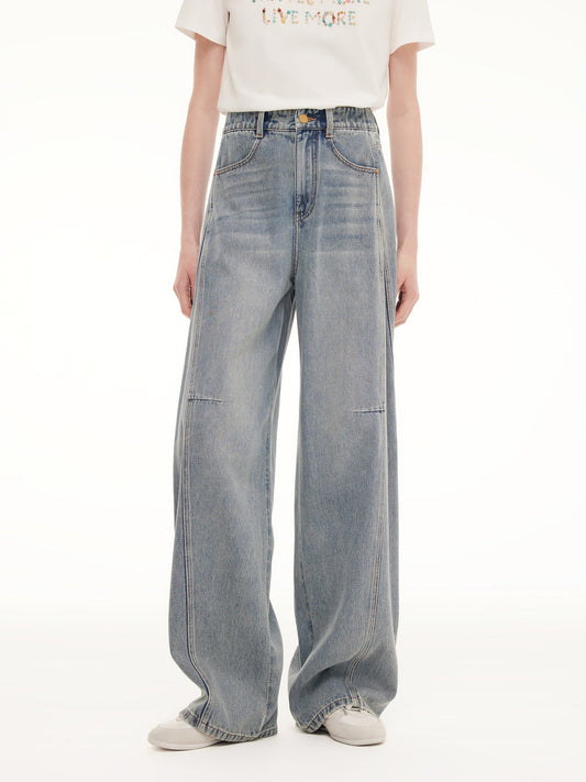100% Cotton Denim Women Curved-Leg Jeans