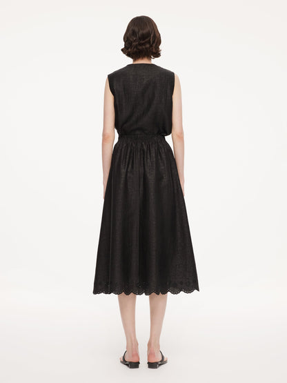 18MM Gambiered Canton Gauze Women Embroidered Hem Skirt