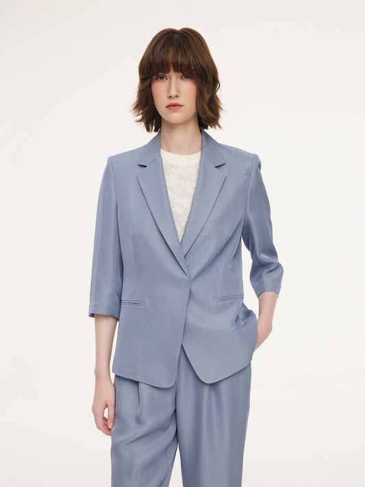 Acetate Tencel Linen Blend Women Blazer