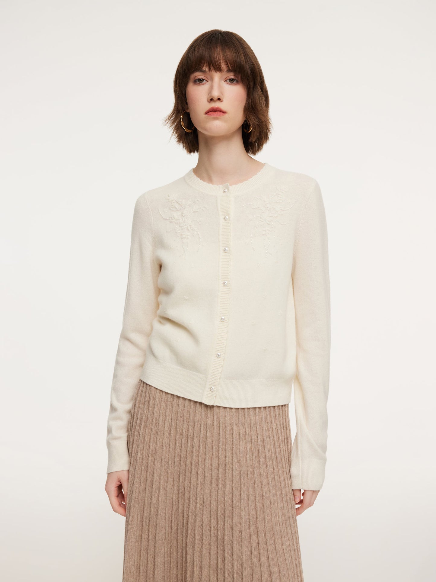 100% Wool Embroidered Women Cardigan