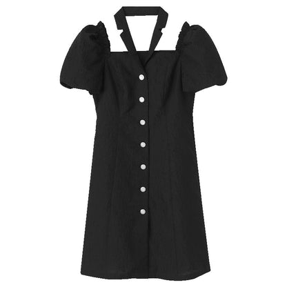 Jacquard Halter A-Line Mini Dress