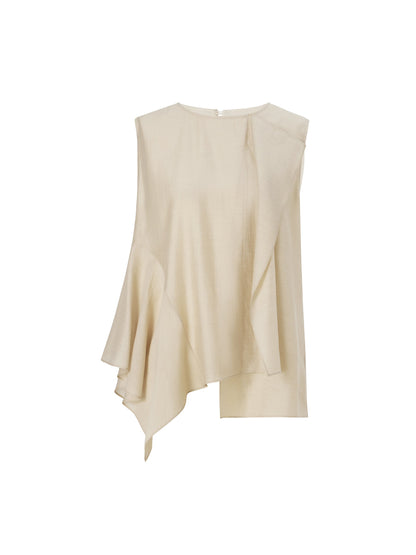 Lyocell Blend Ruffle-Detailing Women Tank Top