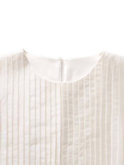 Tencel Blend Pleated Women Loose A-Line Maxi Dress