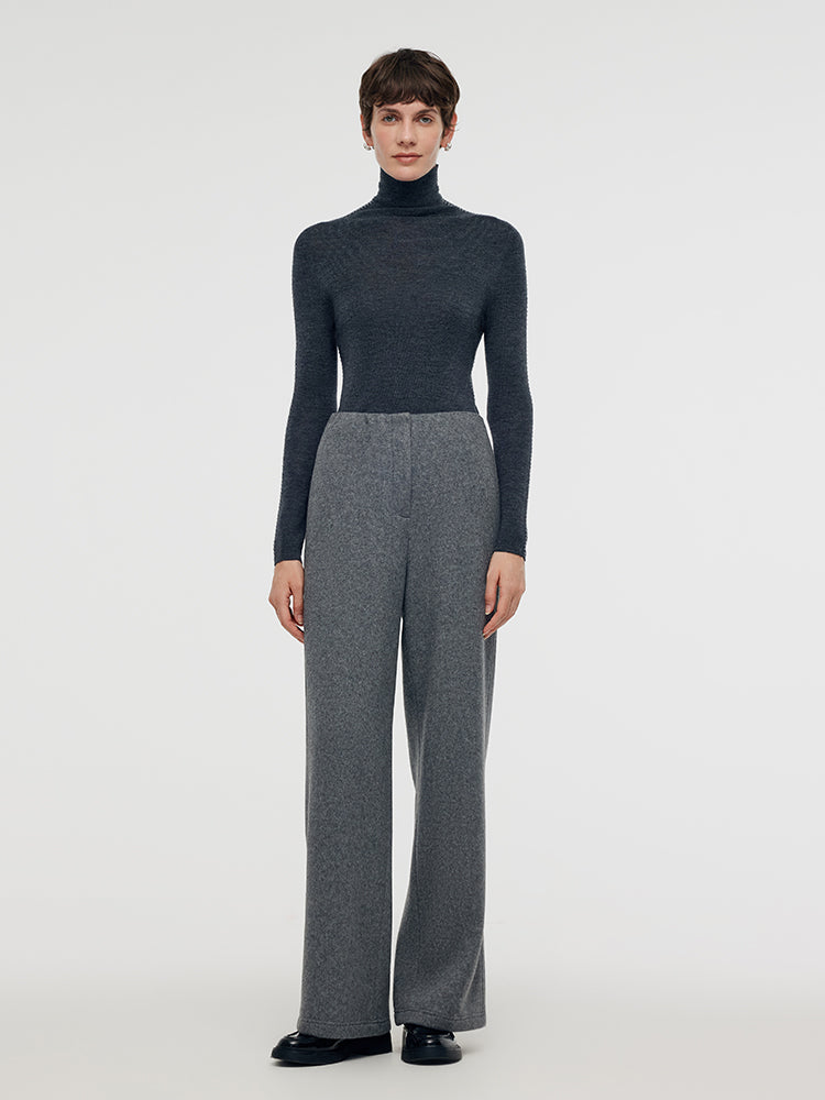 Machine Washable Wool Turtleneck Women Knit Top