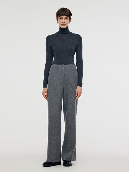 Machine Washable Wool Turtleneck Women Knit Top