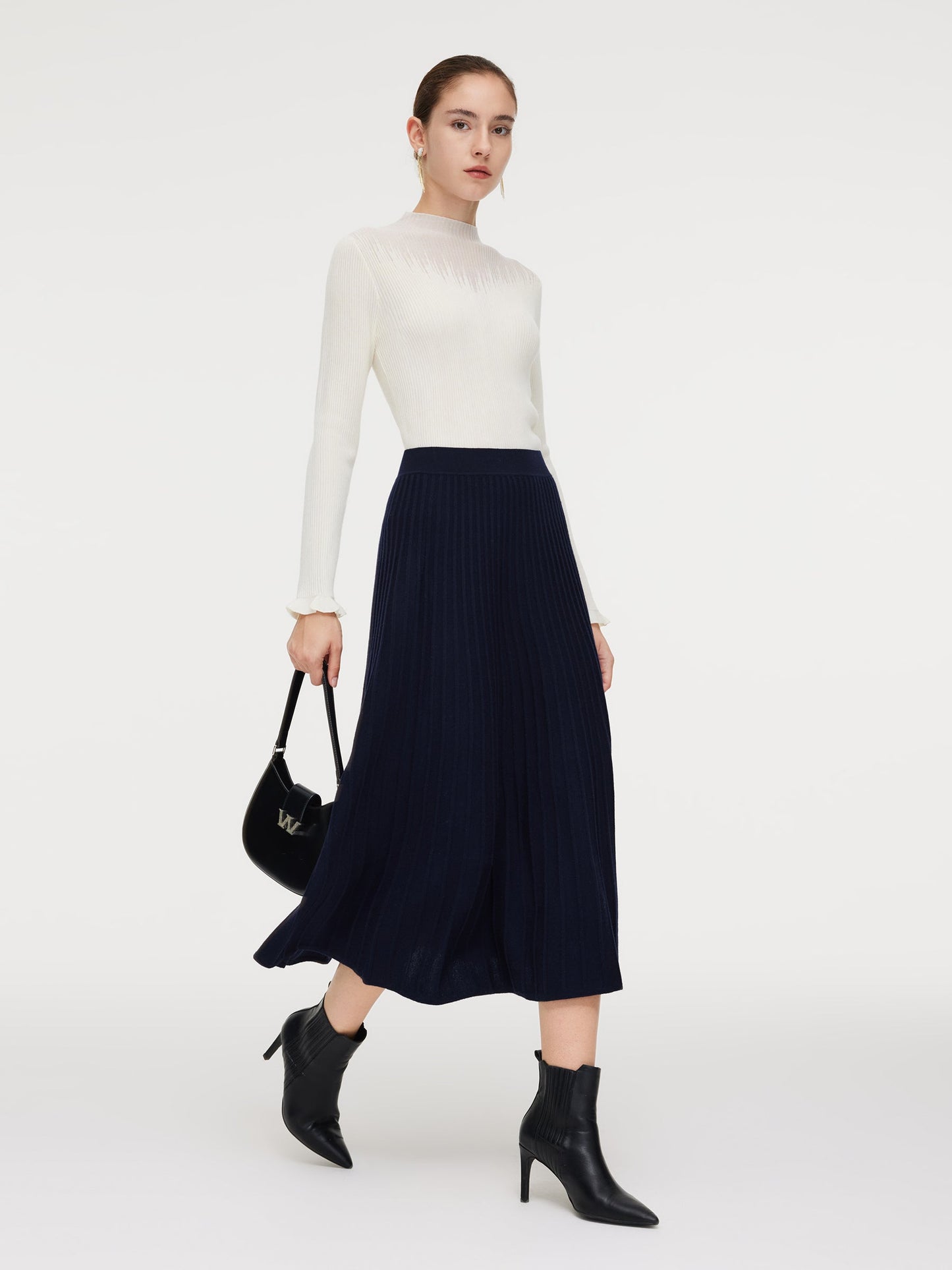 100% Wool A-Line Women Knit Skirt