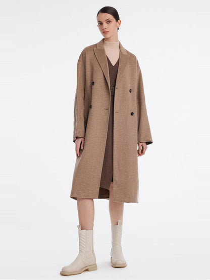 Pure Cashmere Double-Breasted Lapel Coat