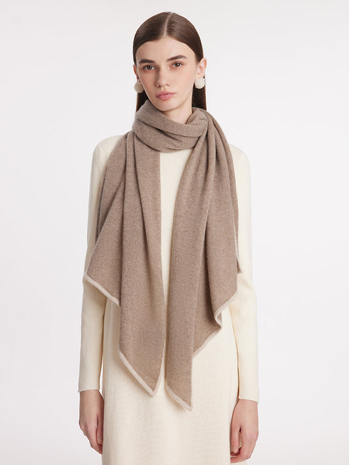 Contrast Trim Asymmectrical Cashmere Scarf