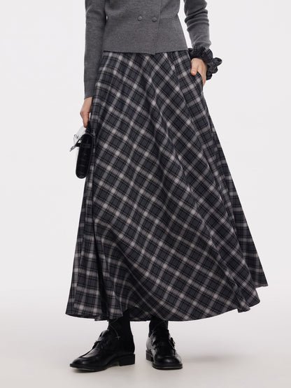 Plaid Women A-Line Skirt With Scrunchie