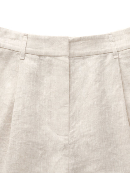 100% Linen Women Pocket Shorts