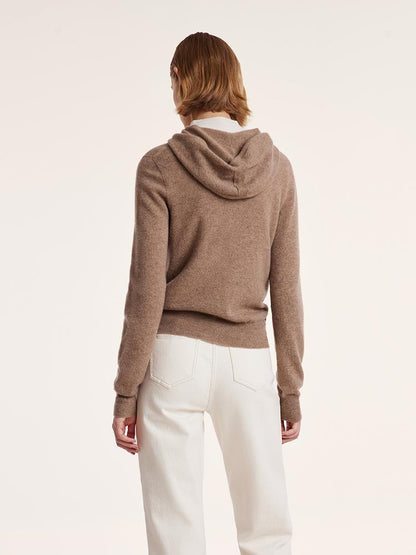 Pure Cashmere Hooded Zipper Cardigan