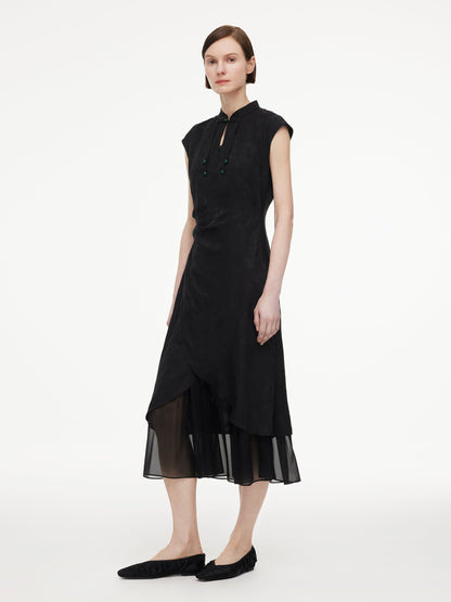 19MM Mulberry Silk Kapok Flower Jacquard Women Maxi Dress