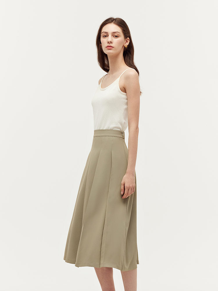 Crop Blazer And Camisole And Pleated Midi Skirt Three-Piece Set