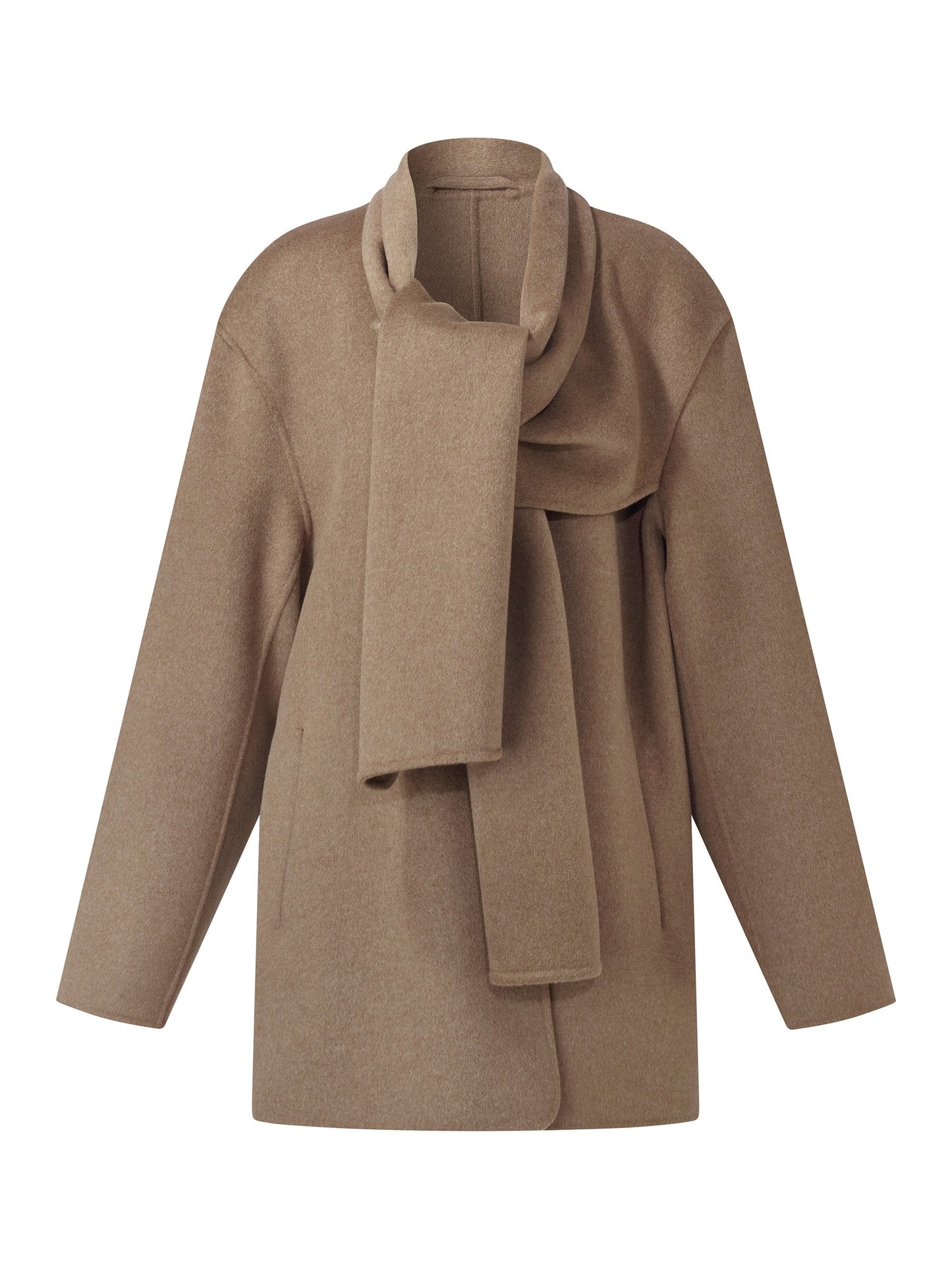 Cashmere Wool Blend Double-Faced Scarf Collar Women Coat