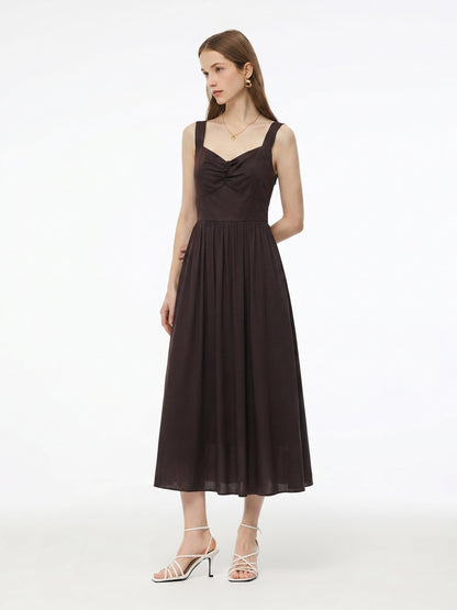 Cotton Sleeveless Women Maxi Dress With Detachable Chest Pads And Floral Choker