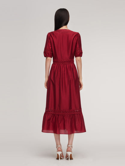 Tencel Blend Lace Patchwork Women Maxi Dress