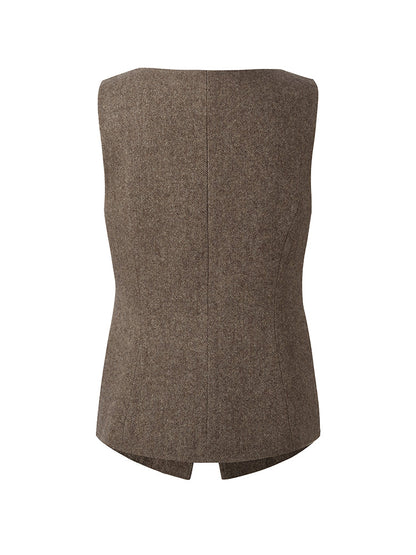 100% Washable Wool Square Neck Women Vest