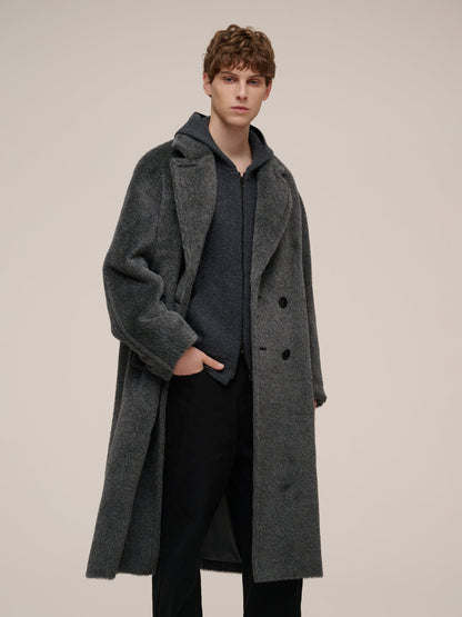 Brushed Alpaca Wool Blend Unisex Overcoat