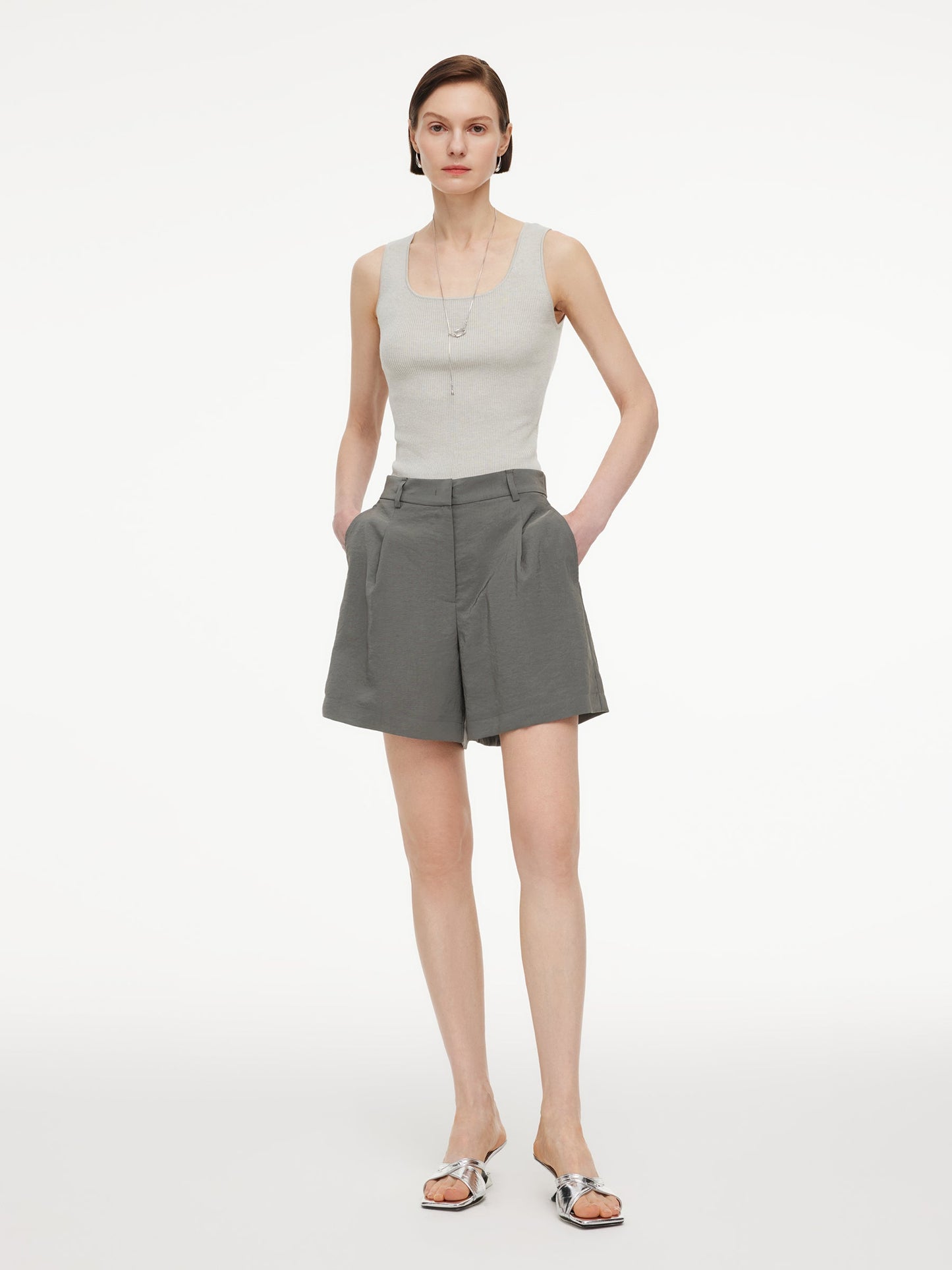 Triacetate Blend Women A-Line Shorts