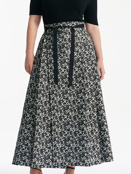 Rose Jacquard Pleated Women Mamianqun With Bottomed Skirt
