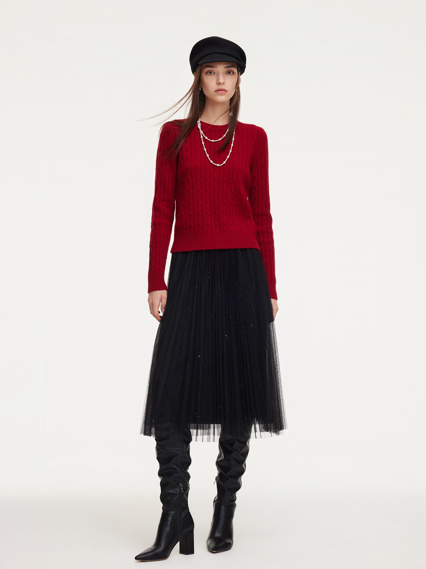 100% Wool Cable Knit Women Sweater