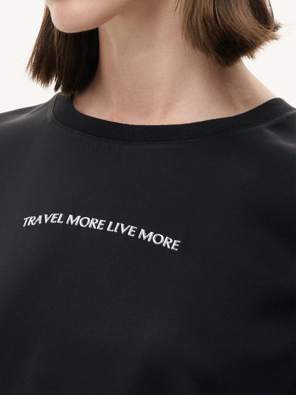 22MM Mulberry Silk Tencel Blend Women Letter Print T-Shirt