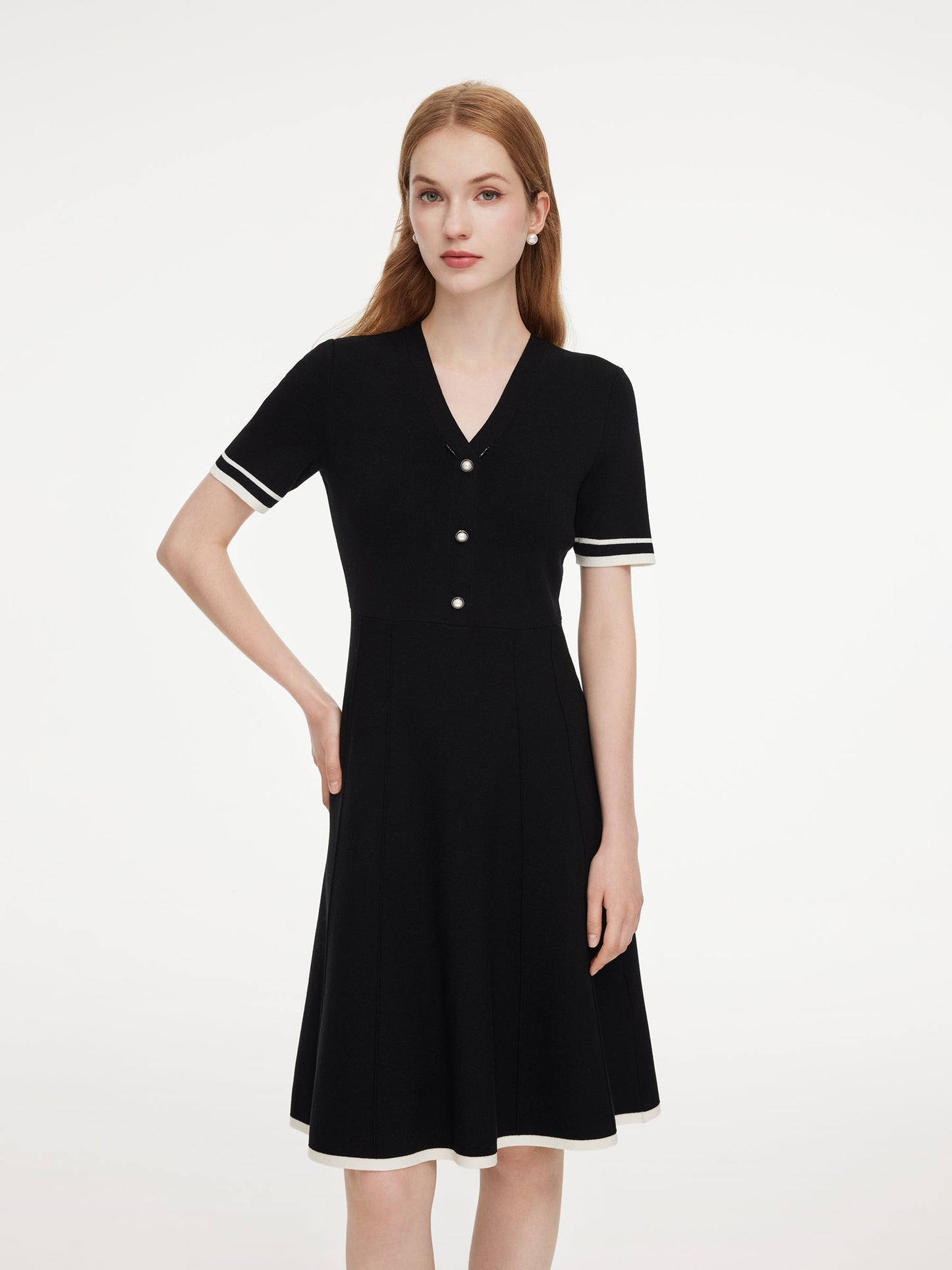 Lyocell Blend Women Knit Midi Dress With Detachable Silky Scarf