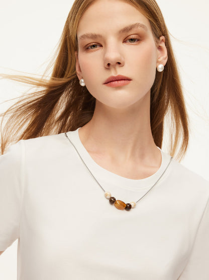 Cotton Side Twist Women T-Shirt With Detachable Beaded Chain