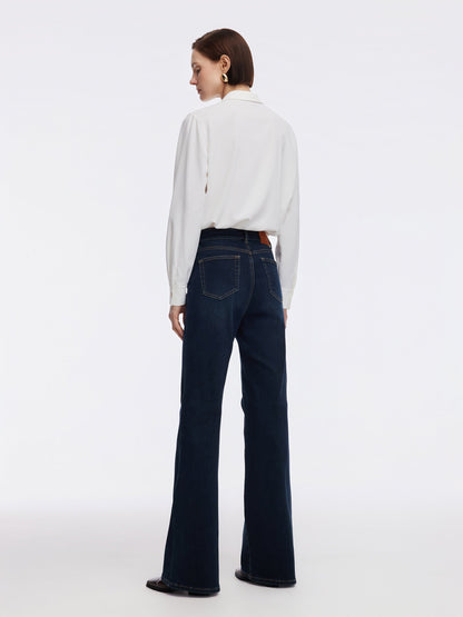 Denim Fleece Lined Women Flared Jeans