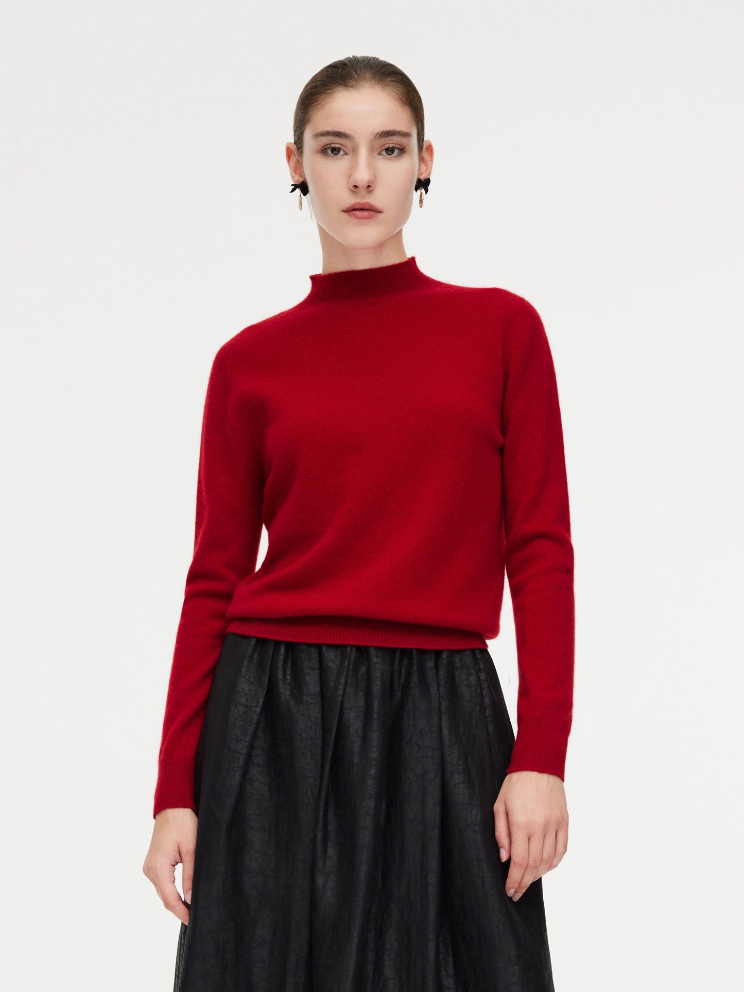 100% Cashmere Mock Neck Women Sweater