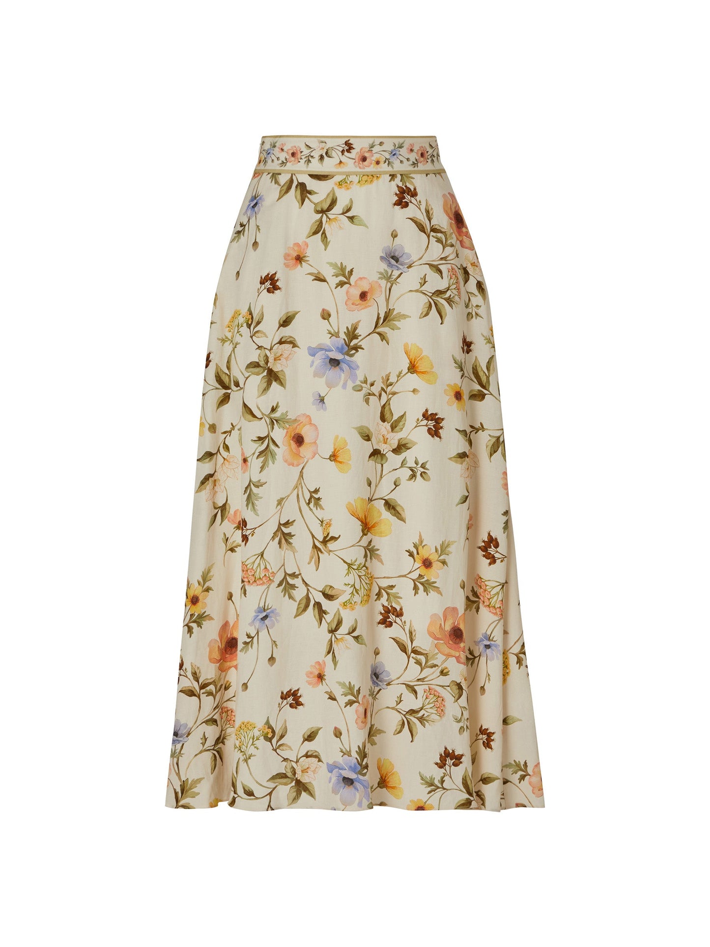 Tencel Blend Floral Print Women A-Line Skirt With Scrunchie