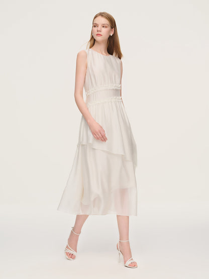 Ruffle Sleeveless Women Tiered Maxi Dress