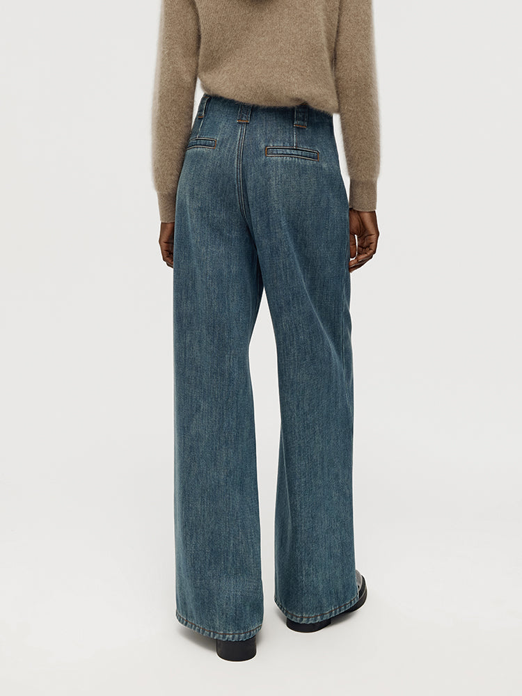 Wide Leg Women Fleece Lined Jeans