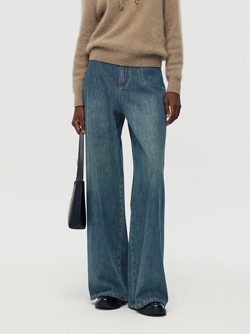 Wide Leg Women Fleece Lined Jeans