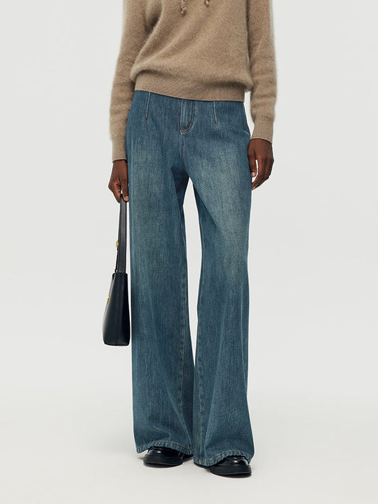 Wide Leg Women Fleece Lined Jeans