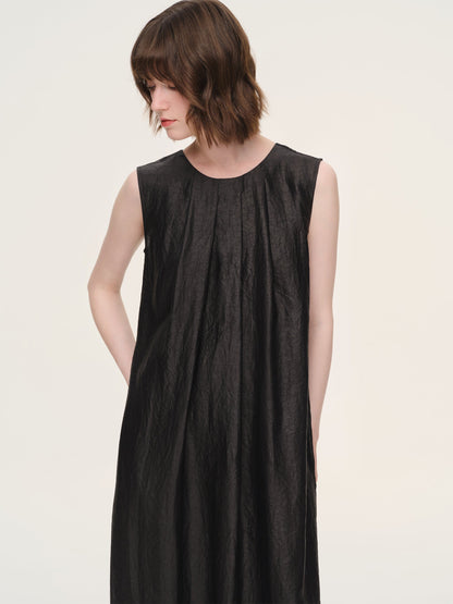 12MM Gambiered Canton Gauze Reversible Women Sleeveless Maxi Dress