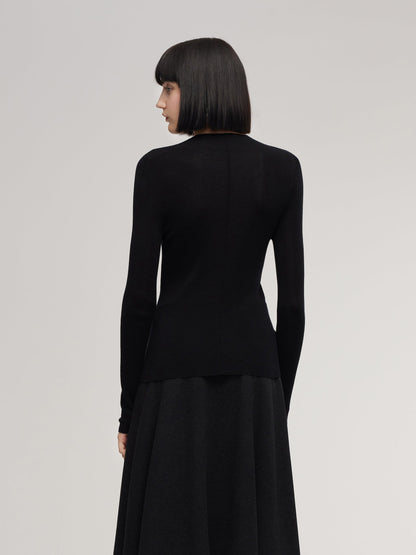 Cashmere Mulberry Silk Tencel Blend Women Knit Top