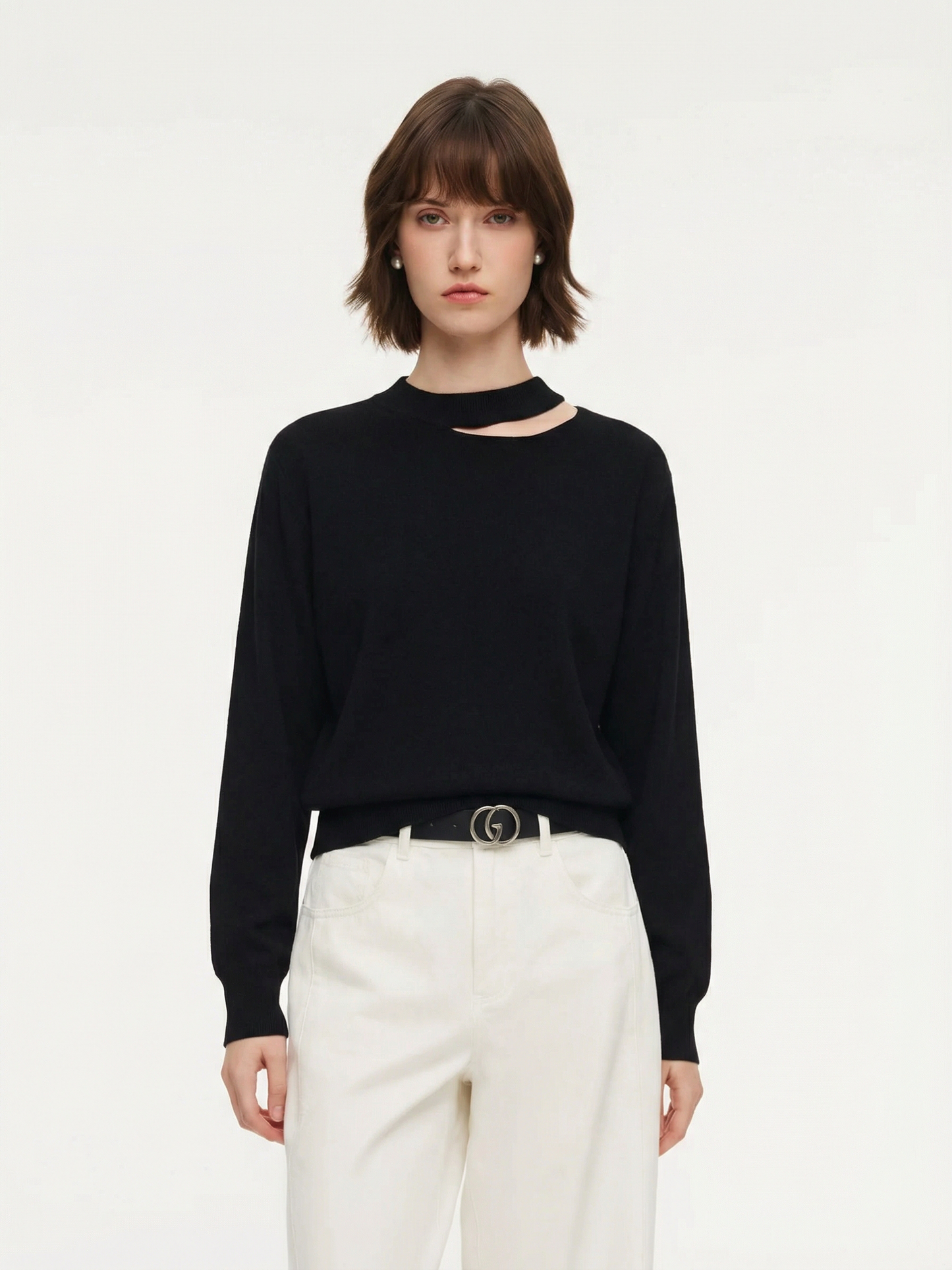 100% Wool Cut Out Women Sweater