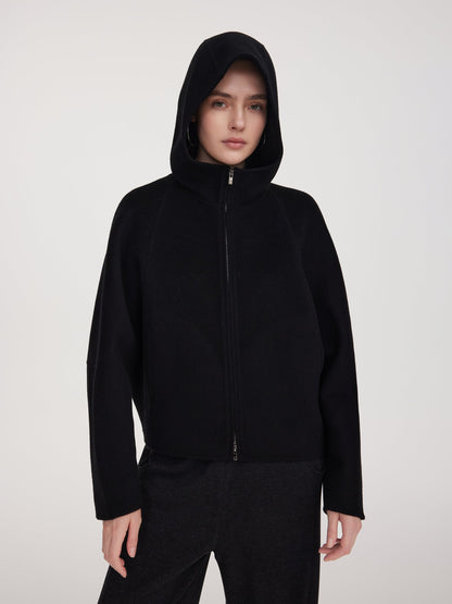 Tencel Wool Blend Double-Faced Hooded Women Jacket