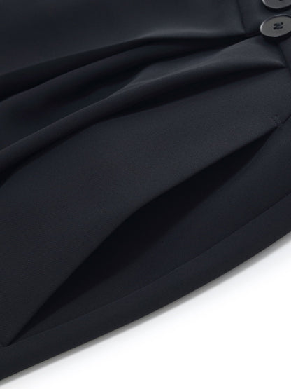Four-Way Stretch Straight Leg Women Asymmetric Wrap Pants