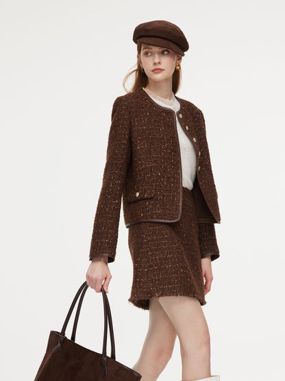 [Preview] Wool Blend Tweed Sequins Women Jacket