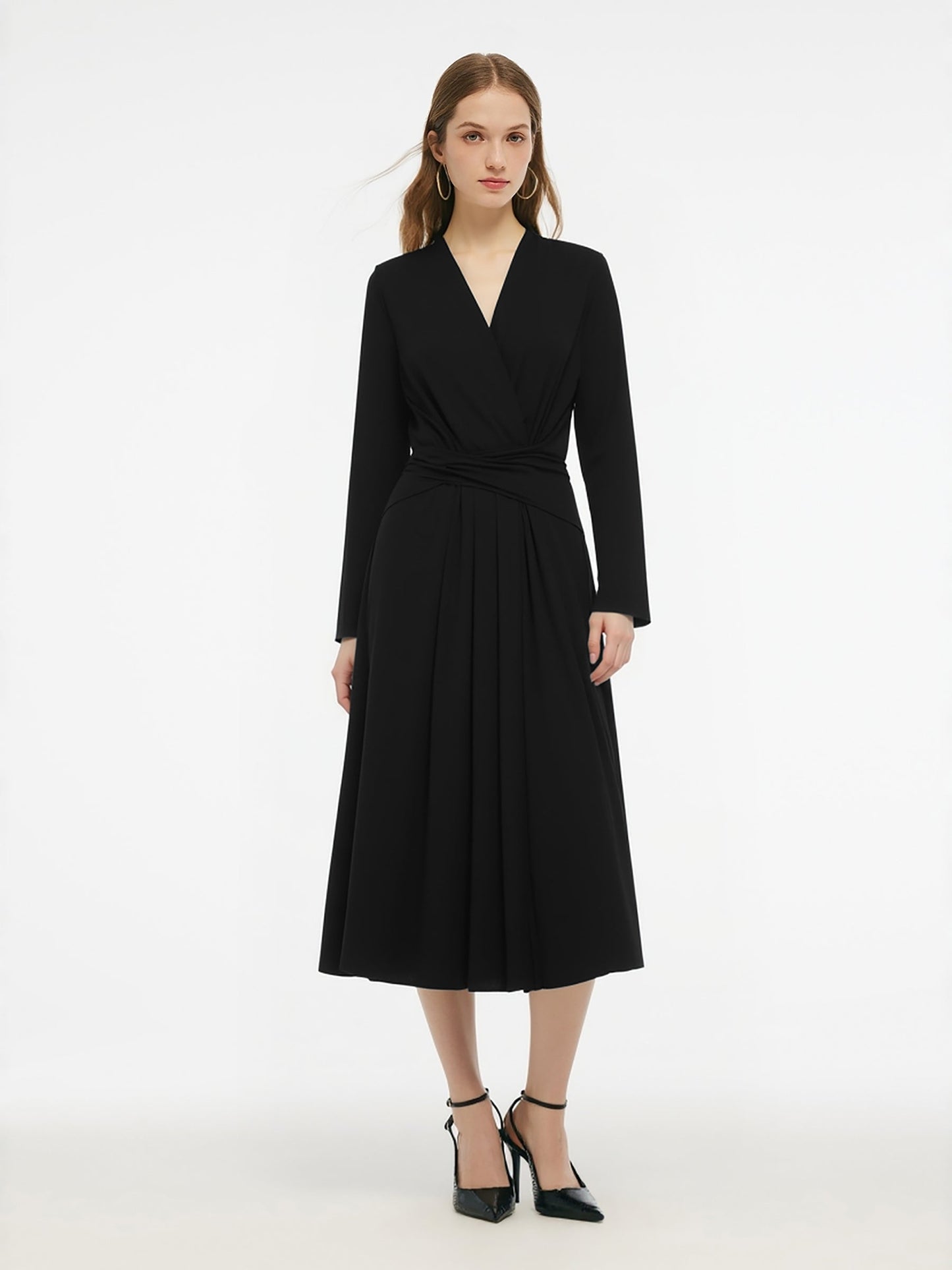 Tencel Blend Tie Back Gathered Waist Women Knit Maxi Dress