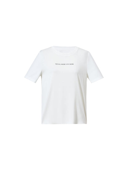 22MM Mulberry Silk Tencel Blend Women Letter Print T-Shirt