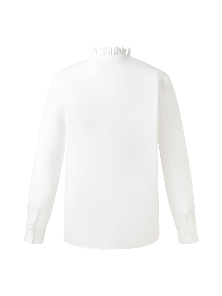 Cotton Ruffle Collar Women Shirt