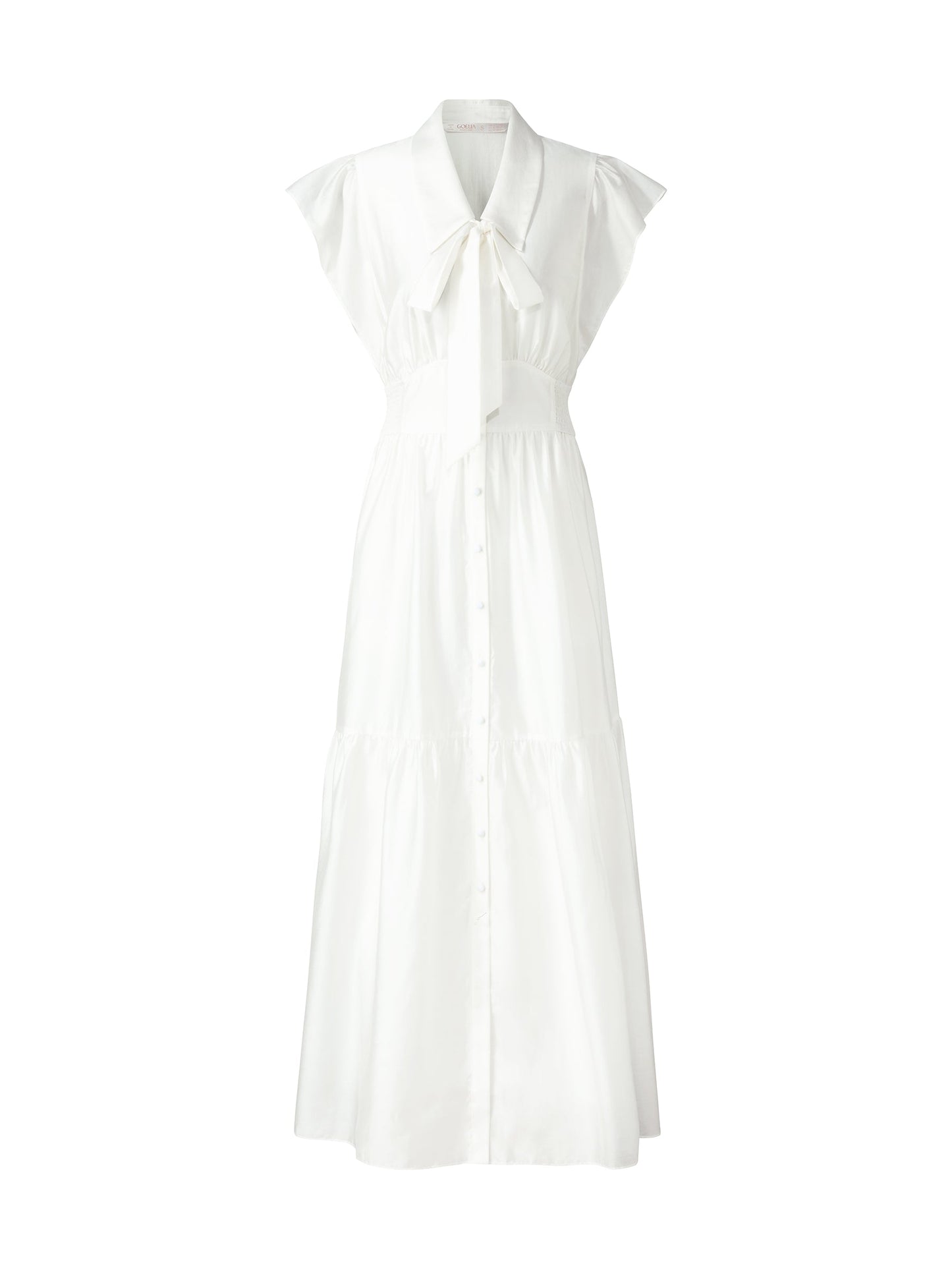 Tencel Blend Women Cap Sleeve Maxi Dress With Ribbon