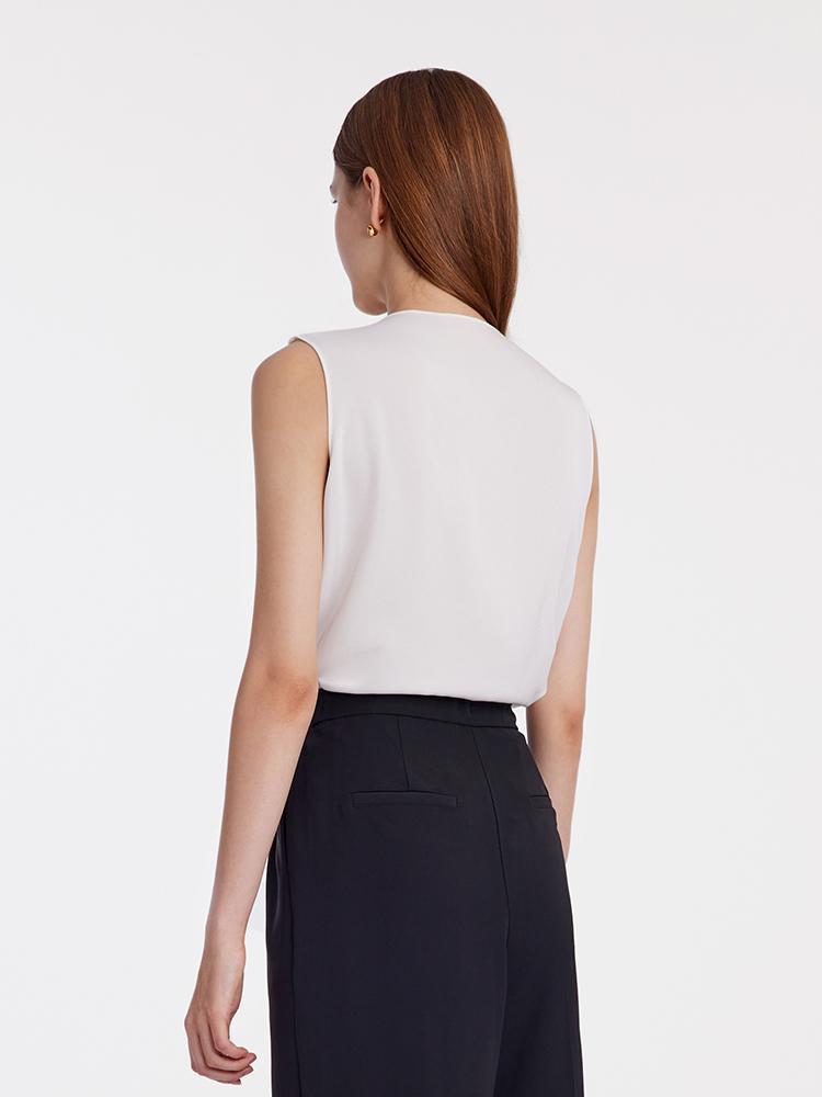White Acetate V-Neck Tank Top
