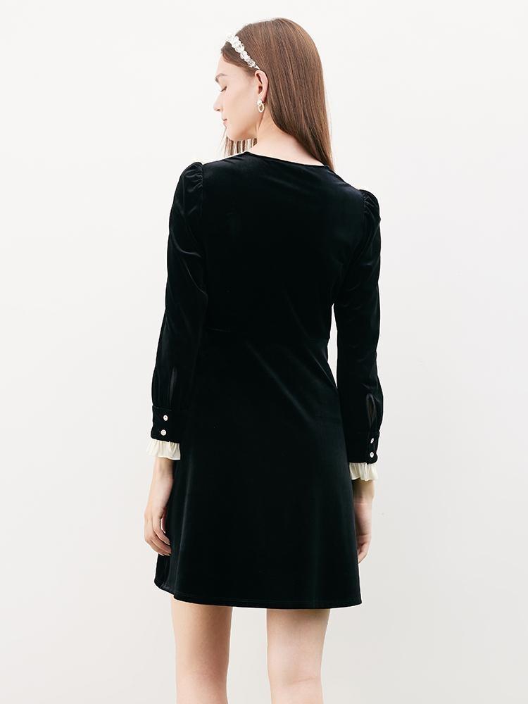 Velvet Patchwork Mini Dress